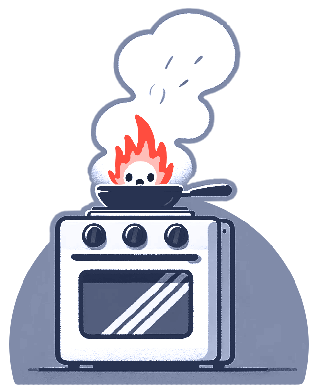Cartoon fire in a pan